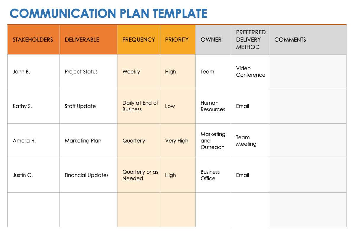 comms calendar template