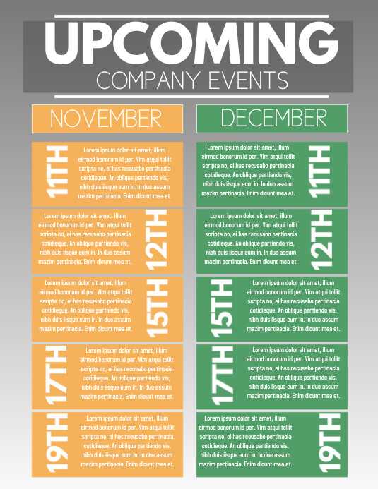 company events calendar template