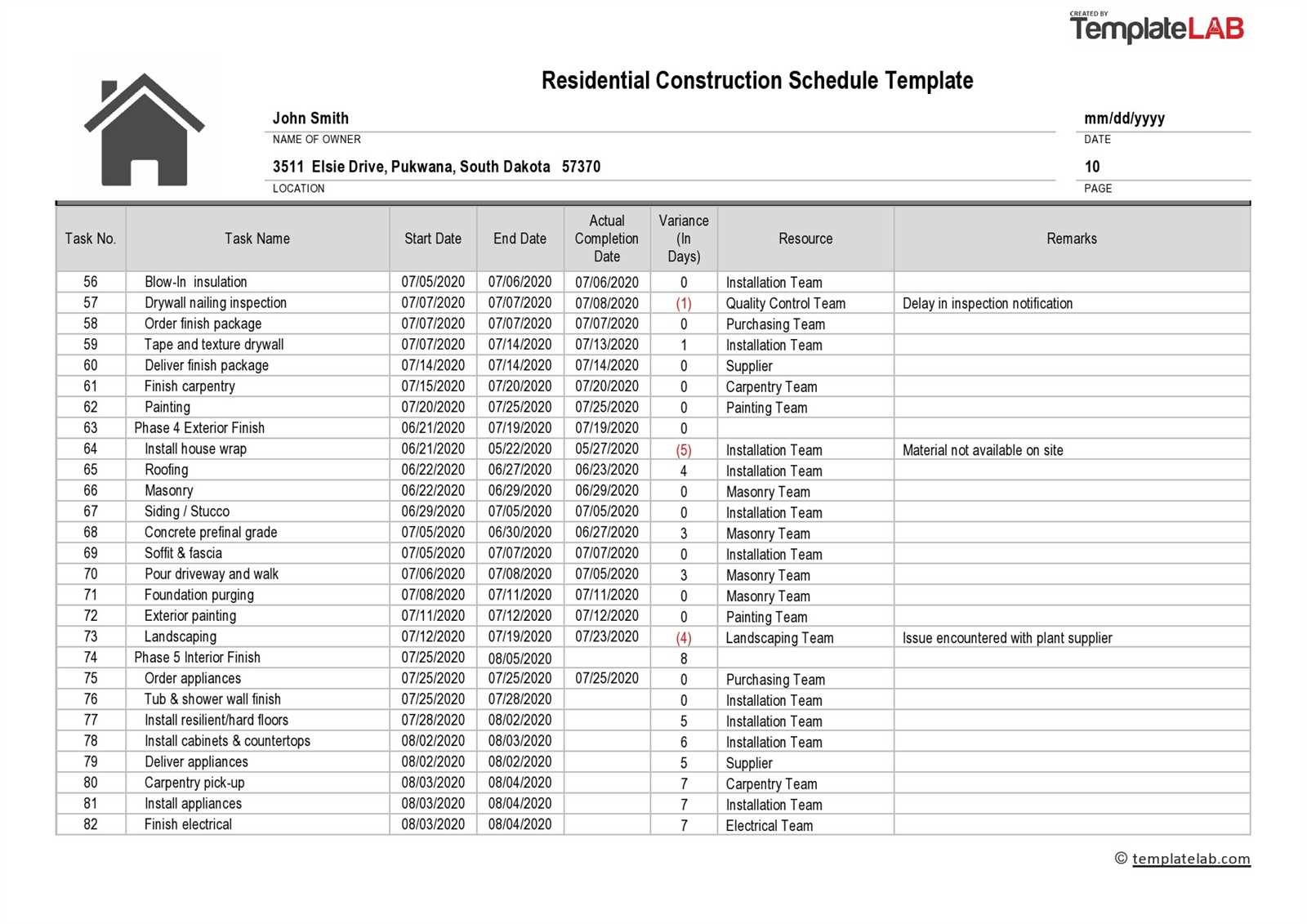 construction calendar template free