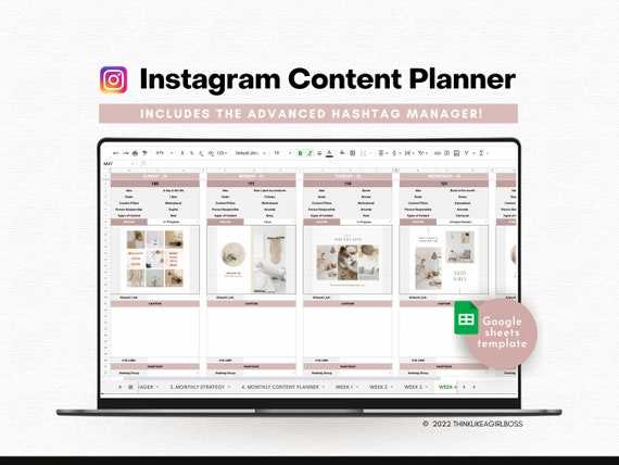 content calendar instagram template