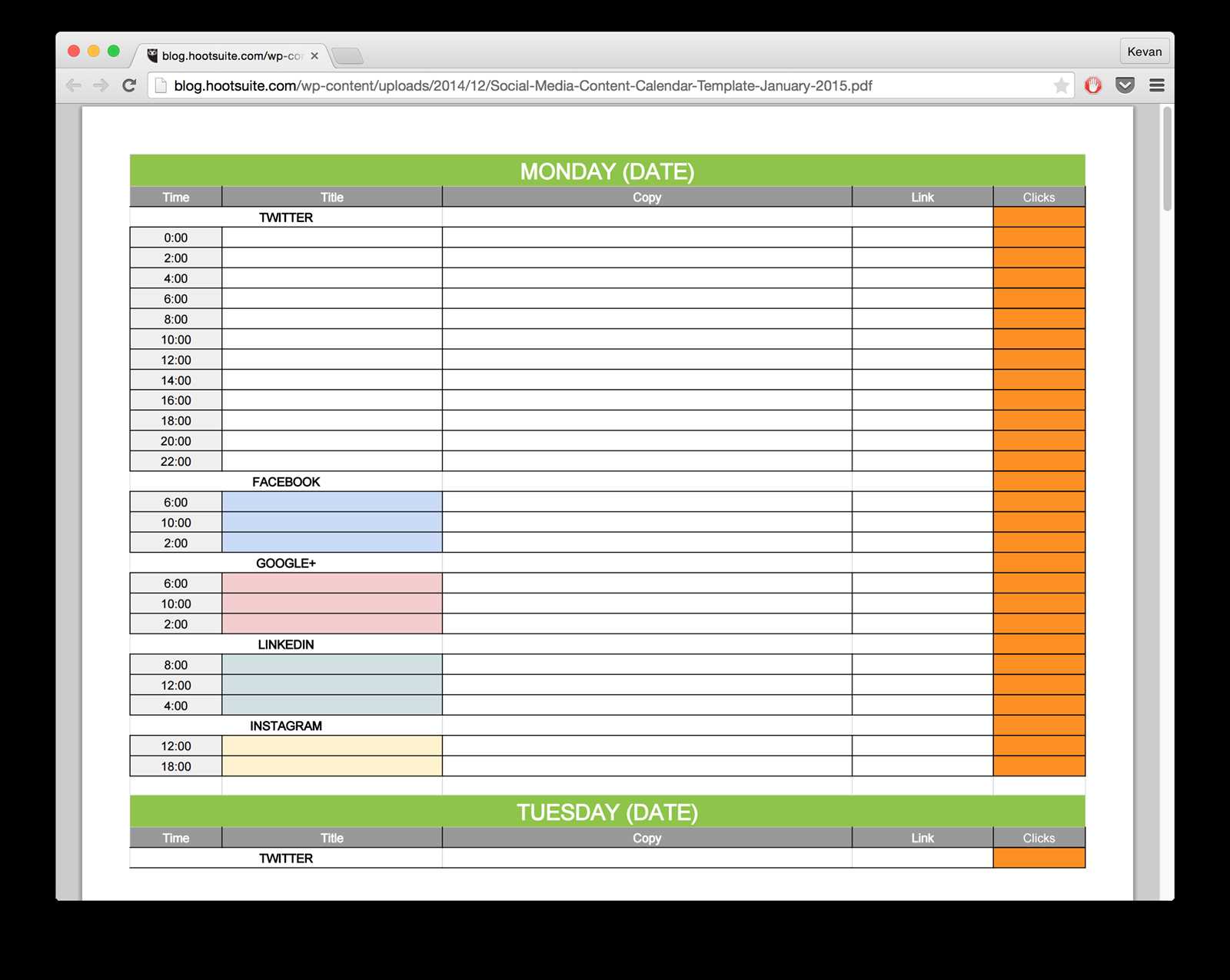 content calendar template hootsuite