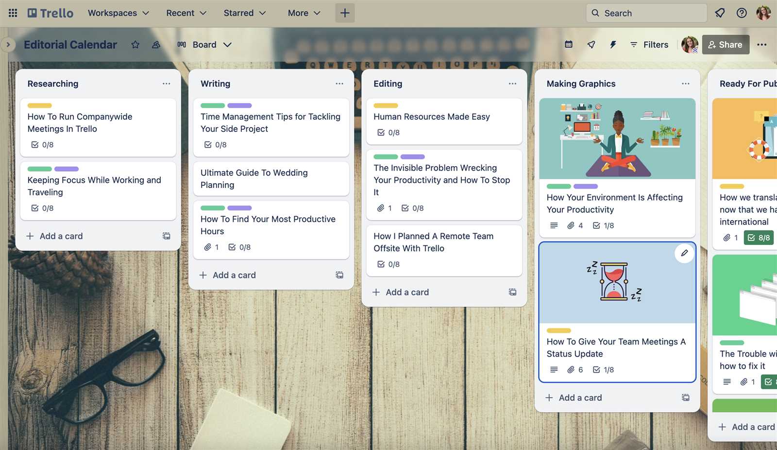 content calendar template trello
