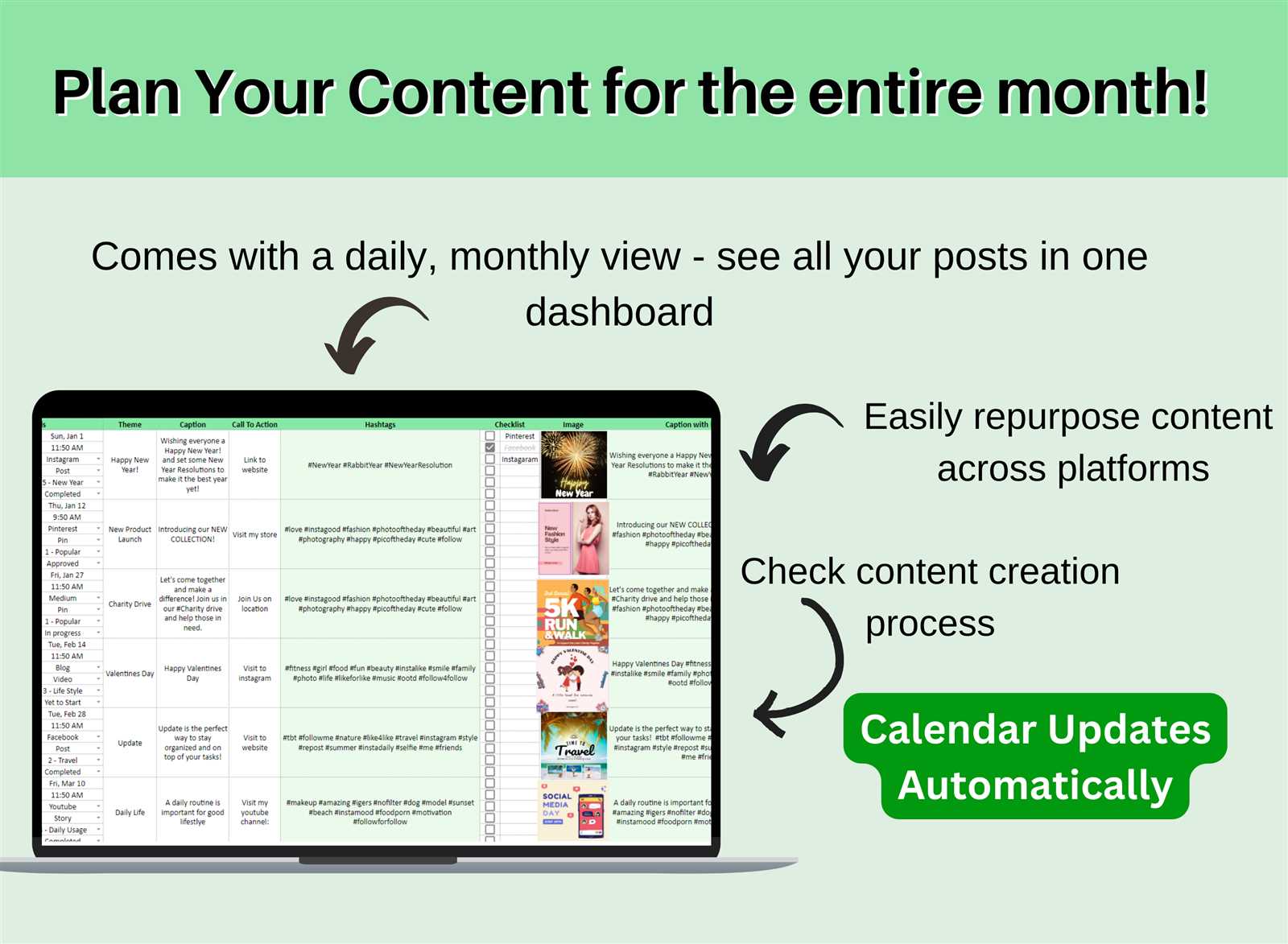 content creation calendar template