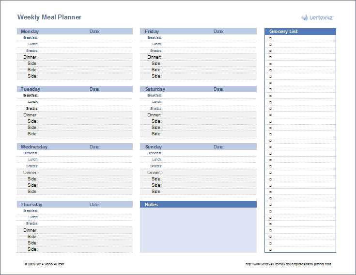 cooking calendar template