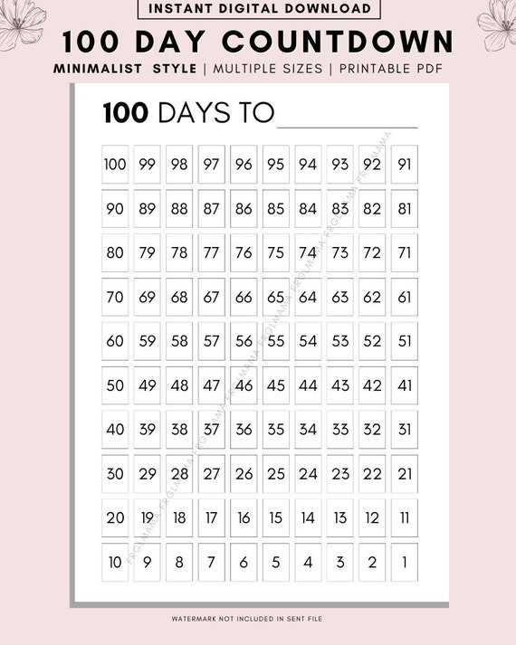 countdown calendar template printable