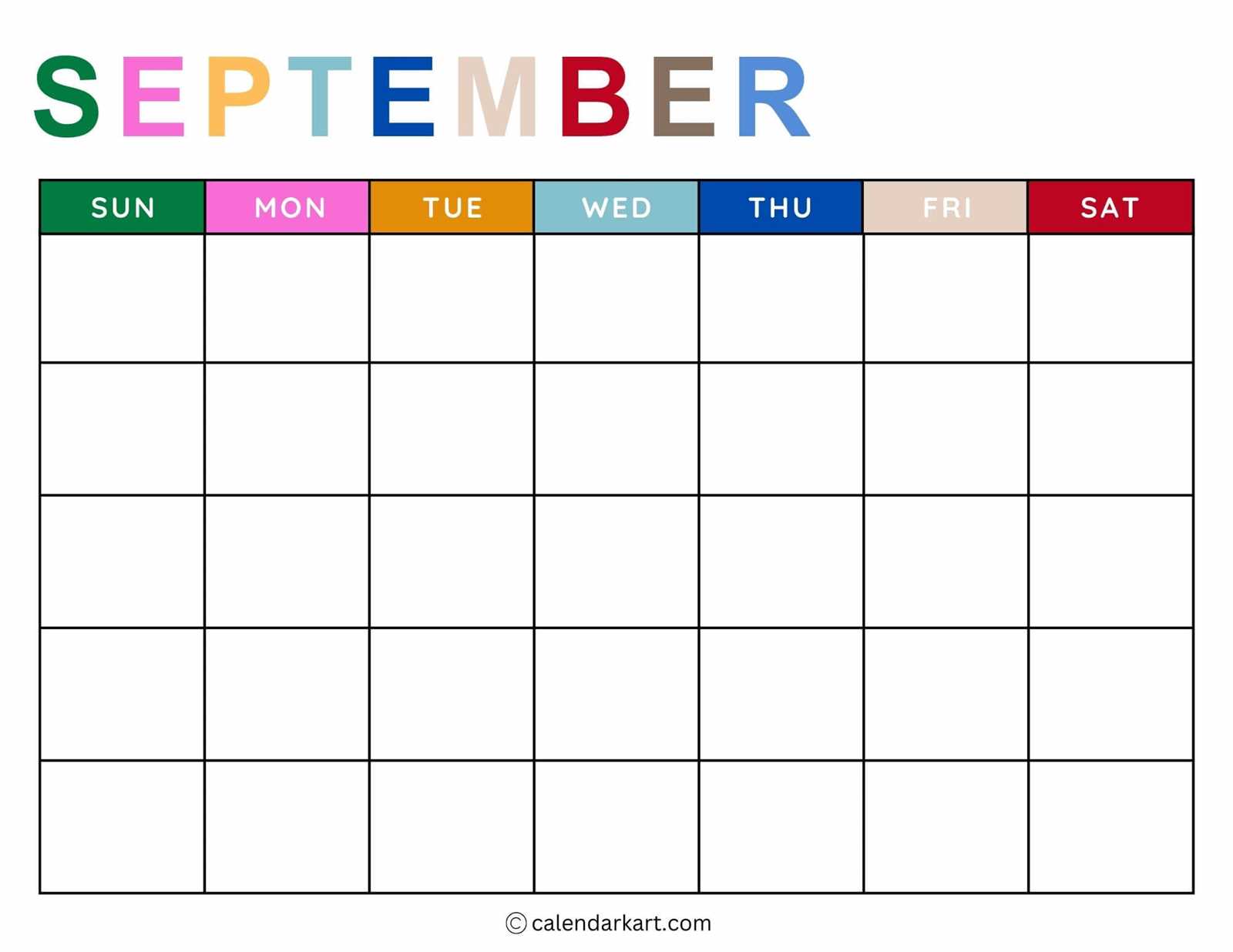 calendar template september