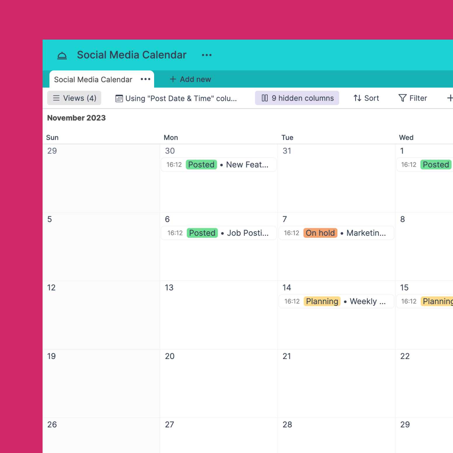 content calendar template free