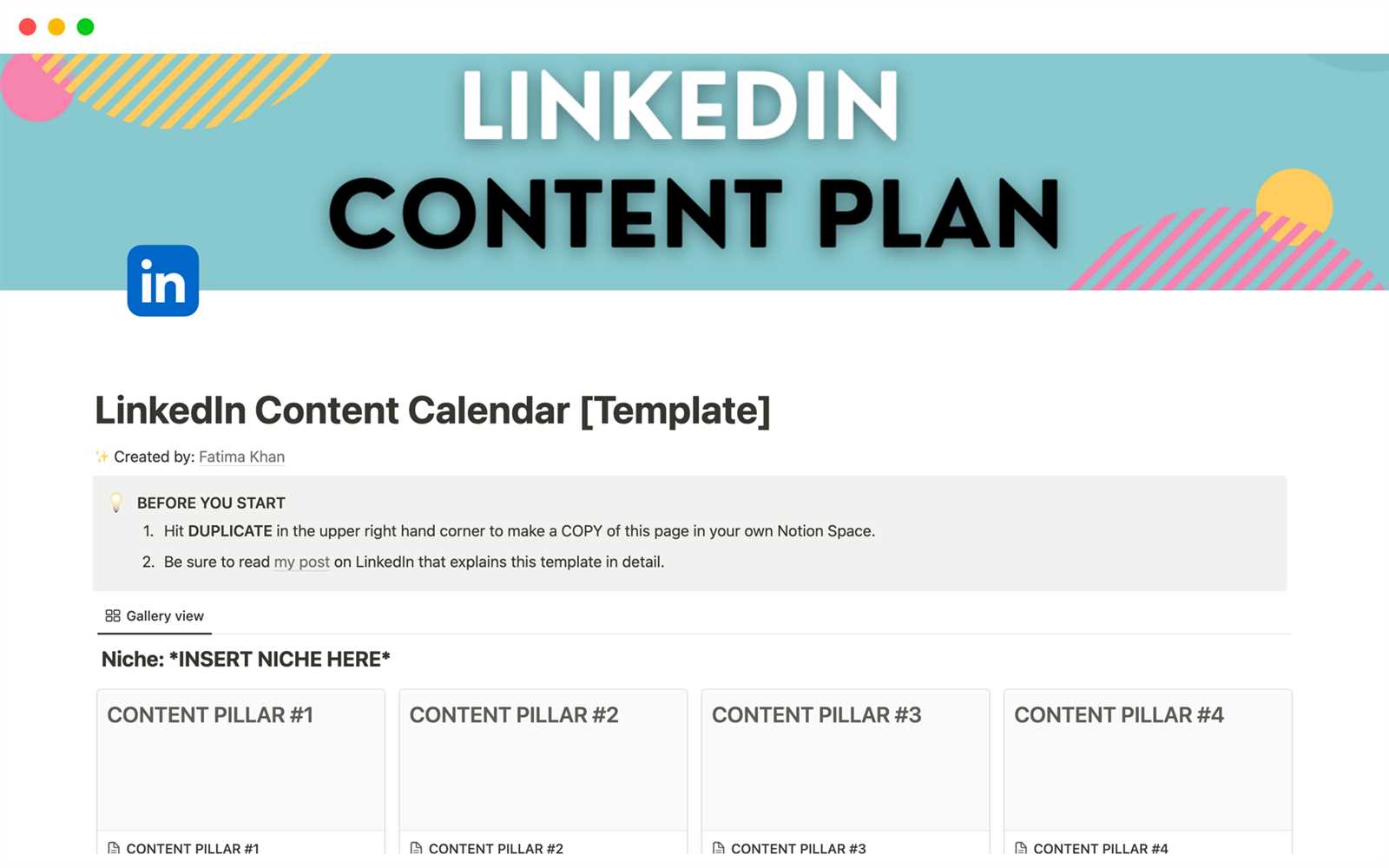 linkedin content calendar template