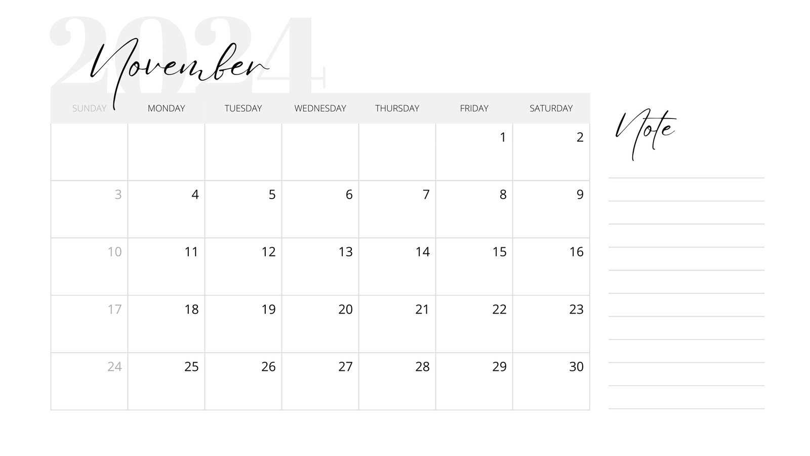 free large print calendar template