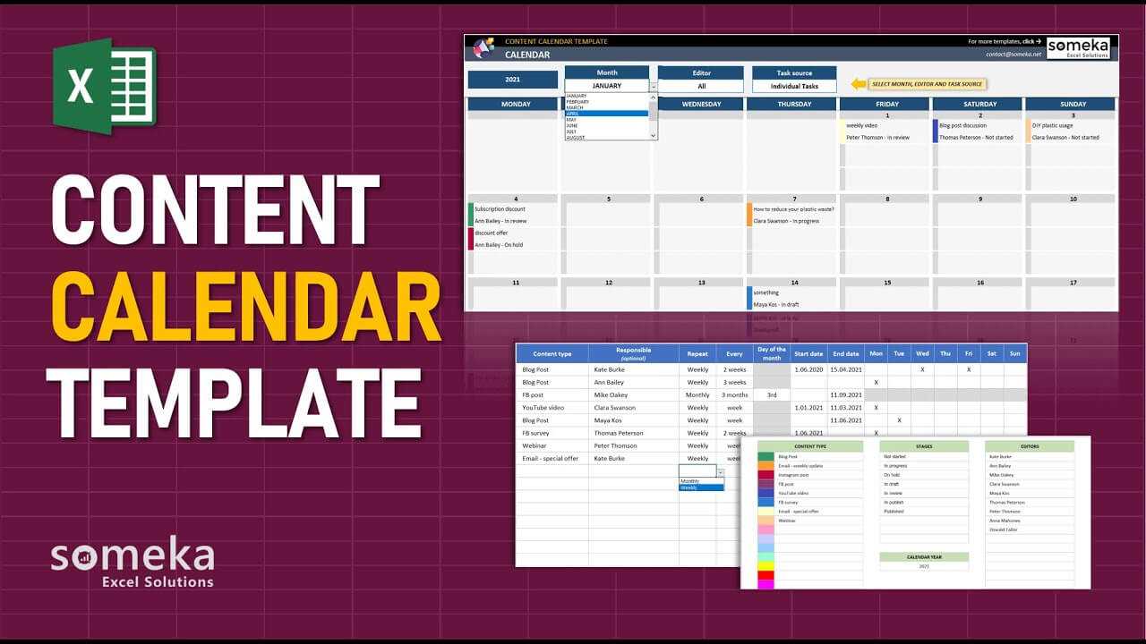 sample content calendar template