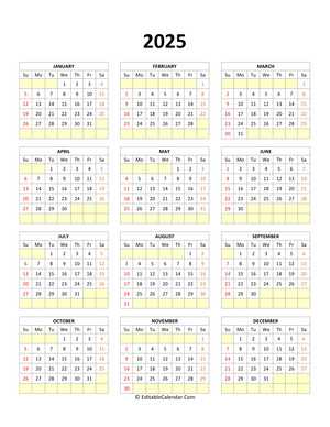 customizable monthly calendar template