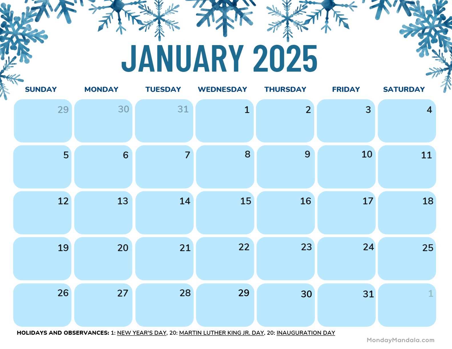 cute 2025 calendar template