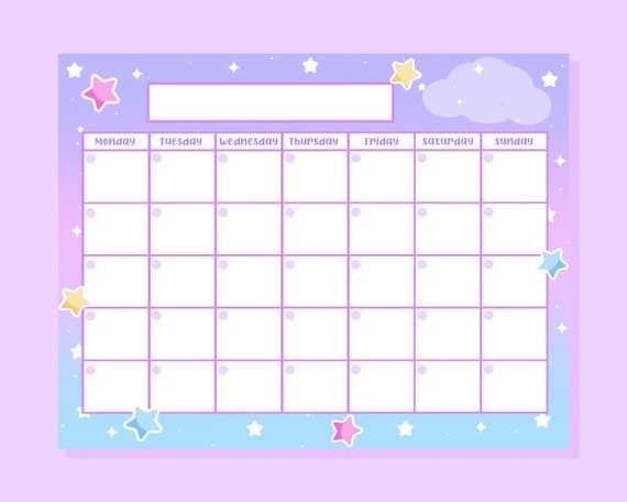 cute blank calendar template