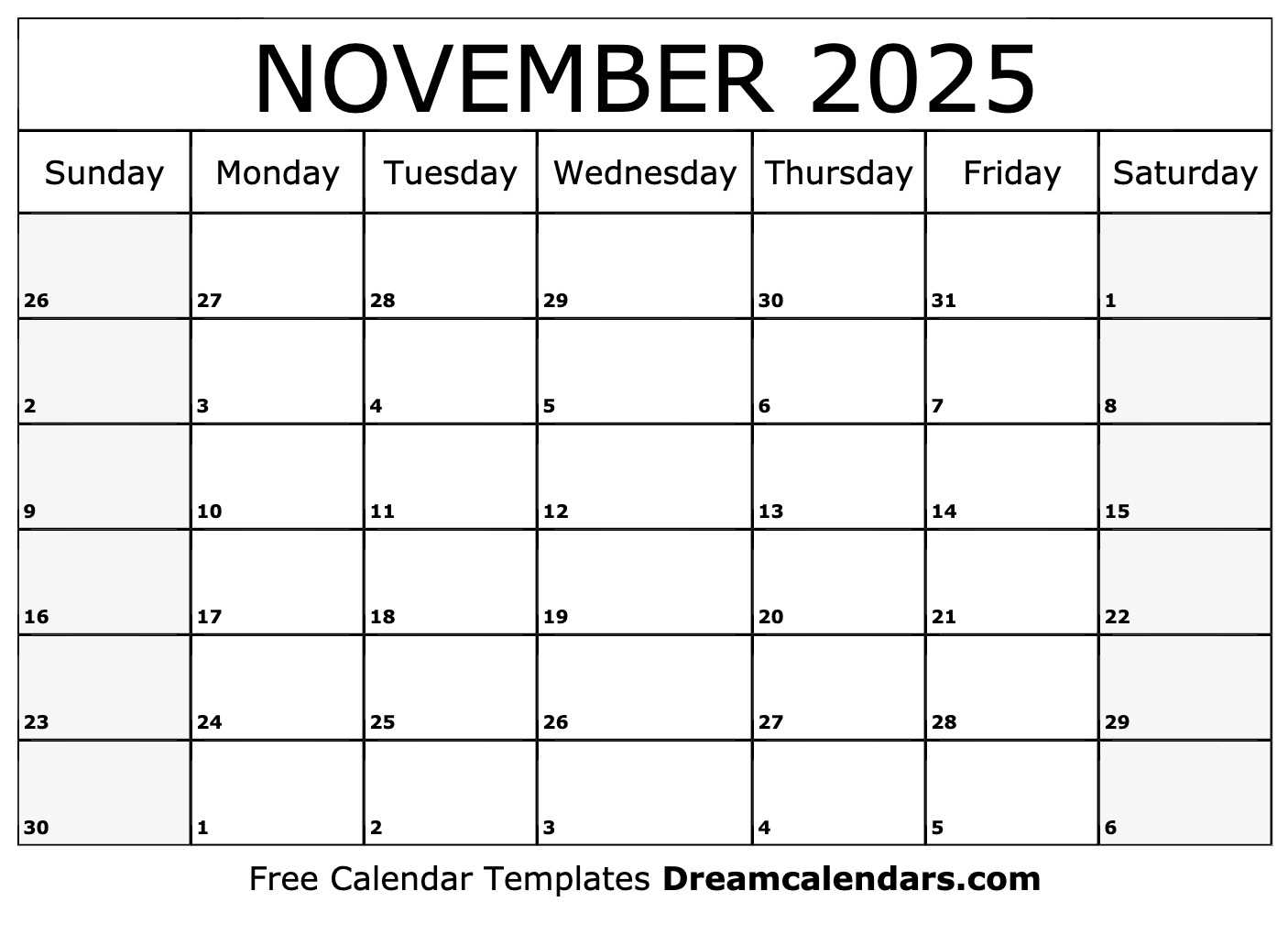 cute calendar template november 2025