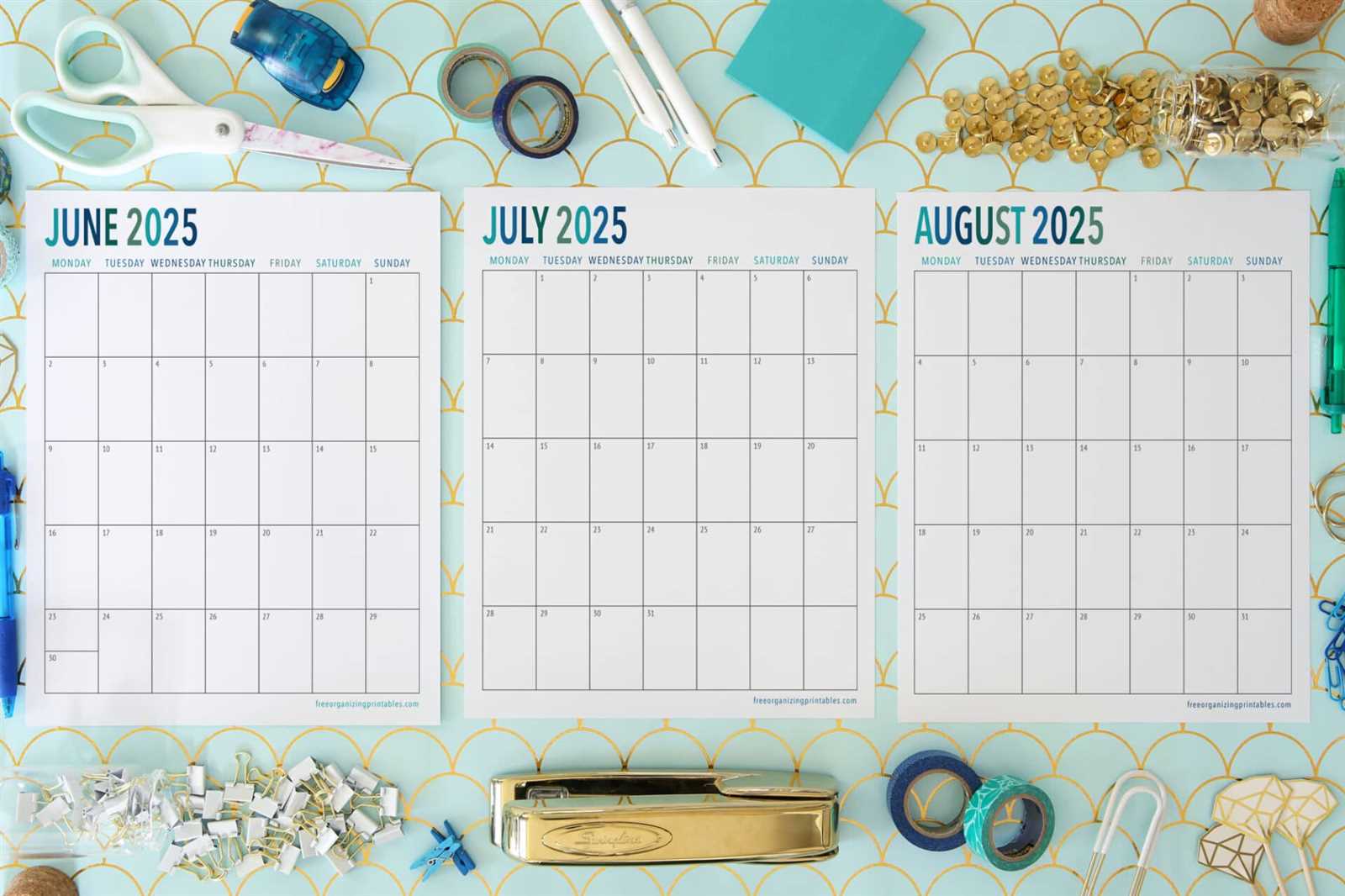 july monthly calendar template 2025