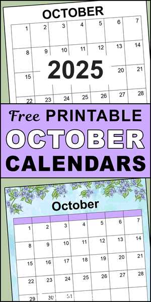 blank calendar template october 2025 printable