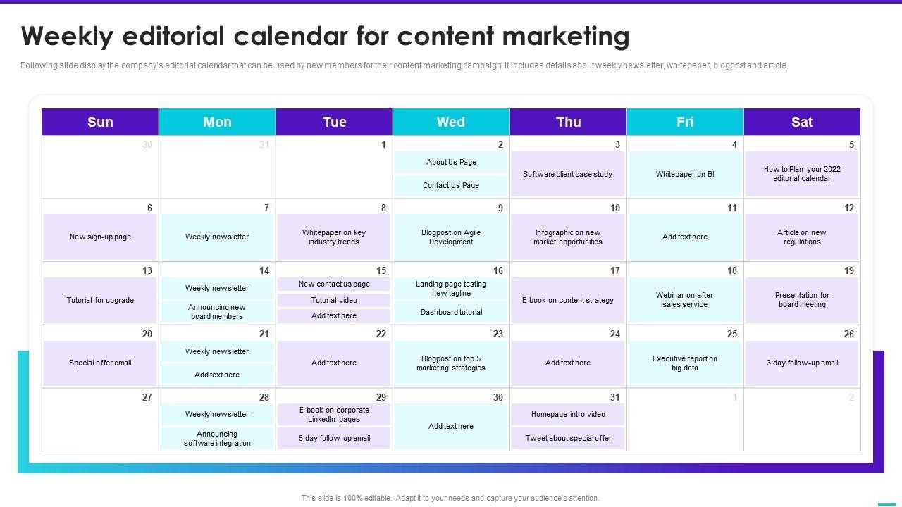 digital marketing content calendar template