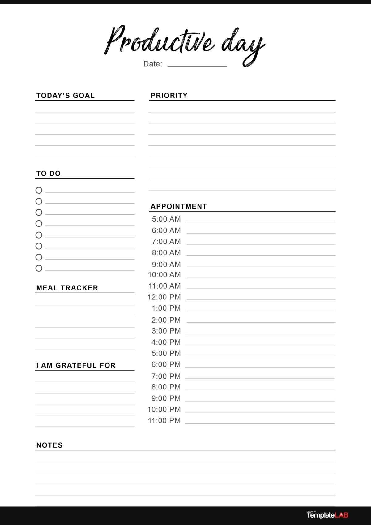 daily agenda calendar template