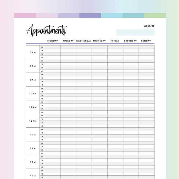 daily appointment calendar template