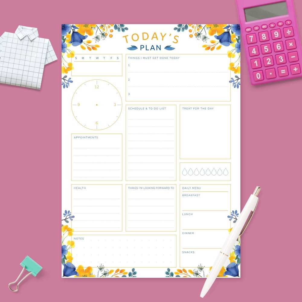 daily calendar template printable