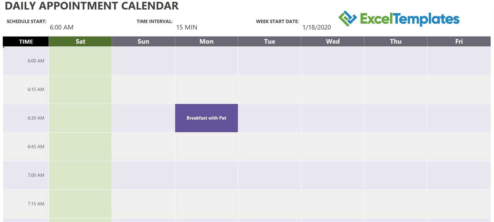 daily calendar template with time slots