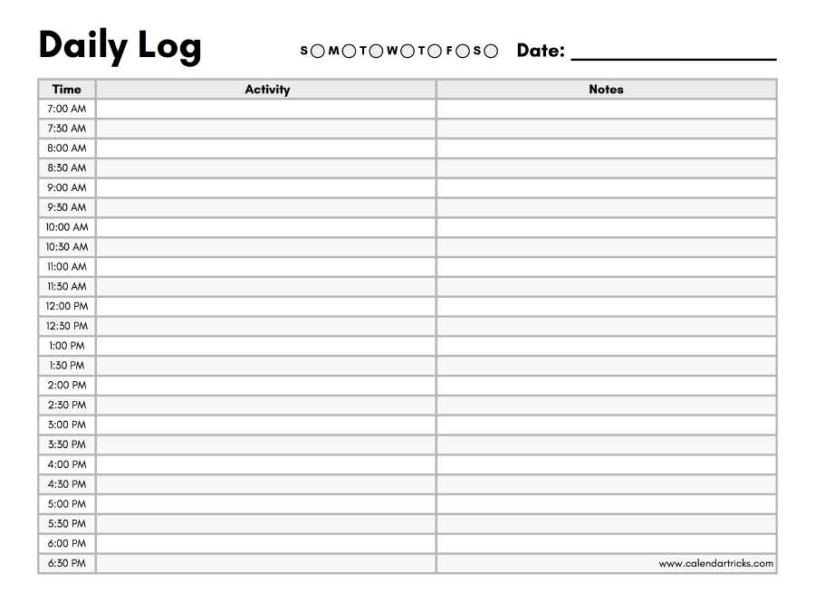 daily calendar template with time slots