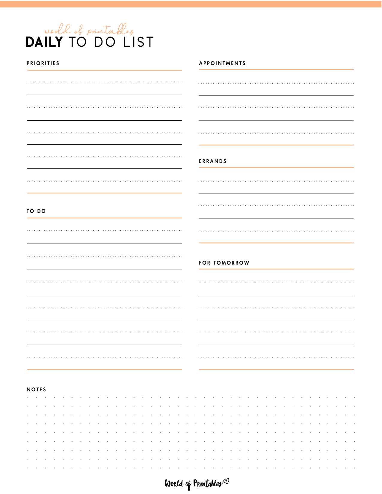 daily calendar to do list template