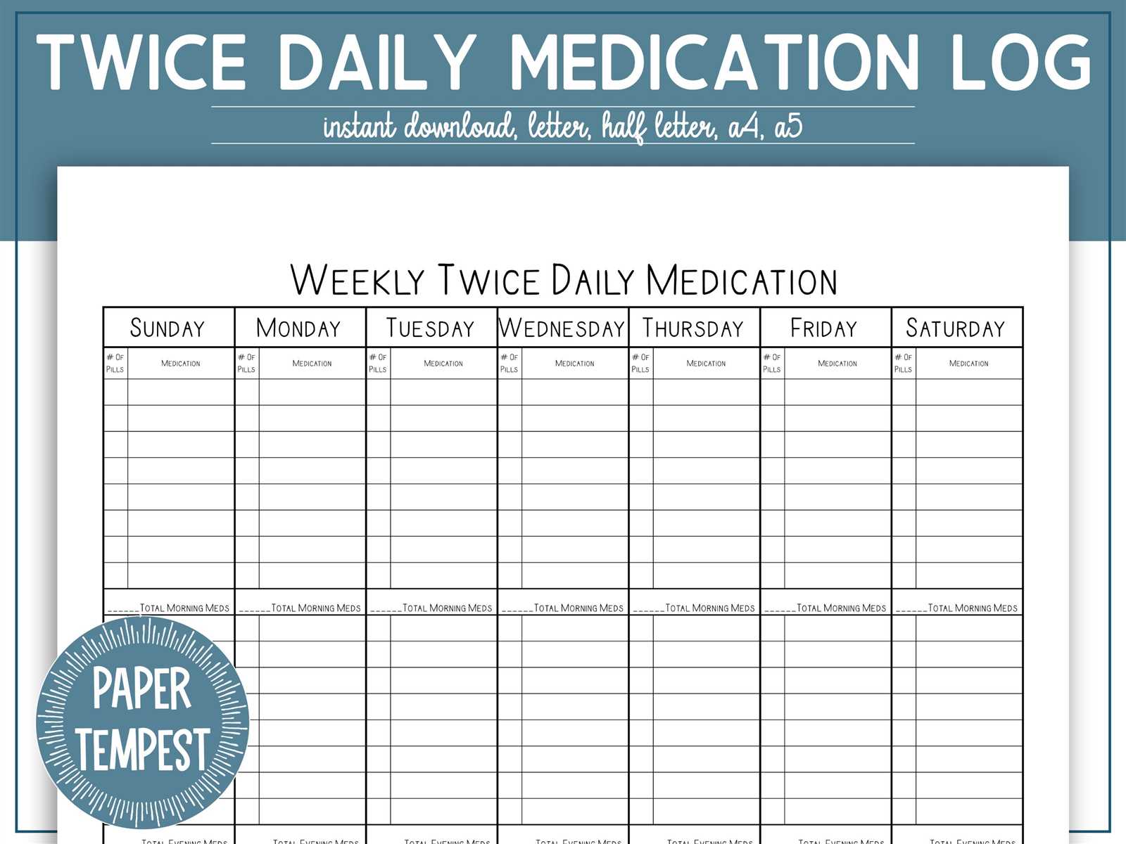 daily medication calendar template