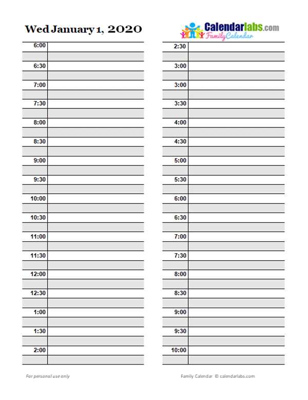 daily schedule calendar template