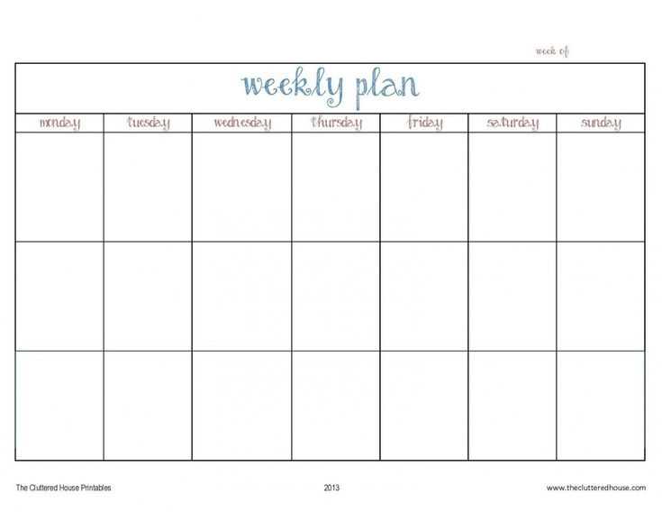 seven day calendar template