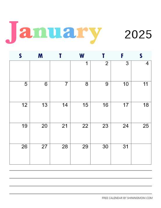 free online calendar template 2025