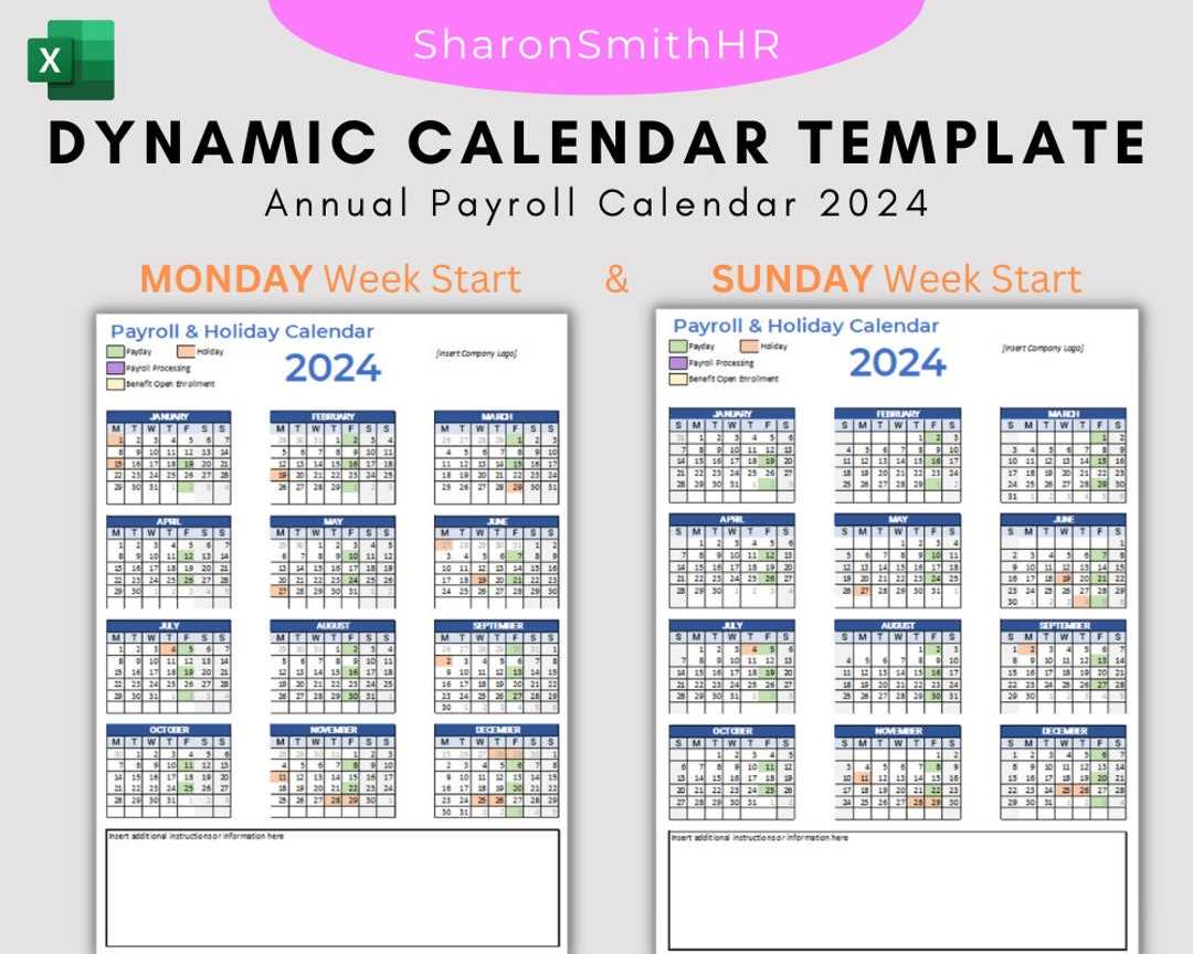 pay calendar template