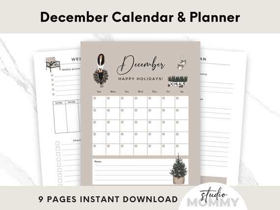 december calendar template printable