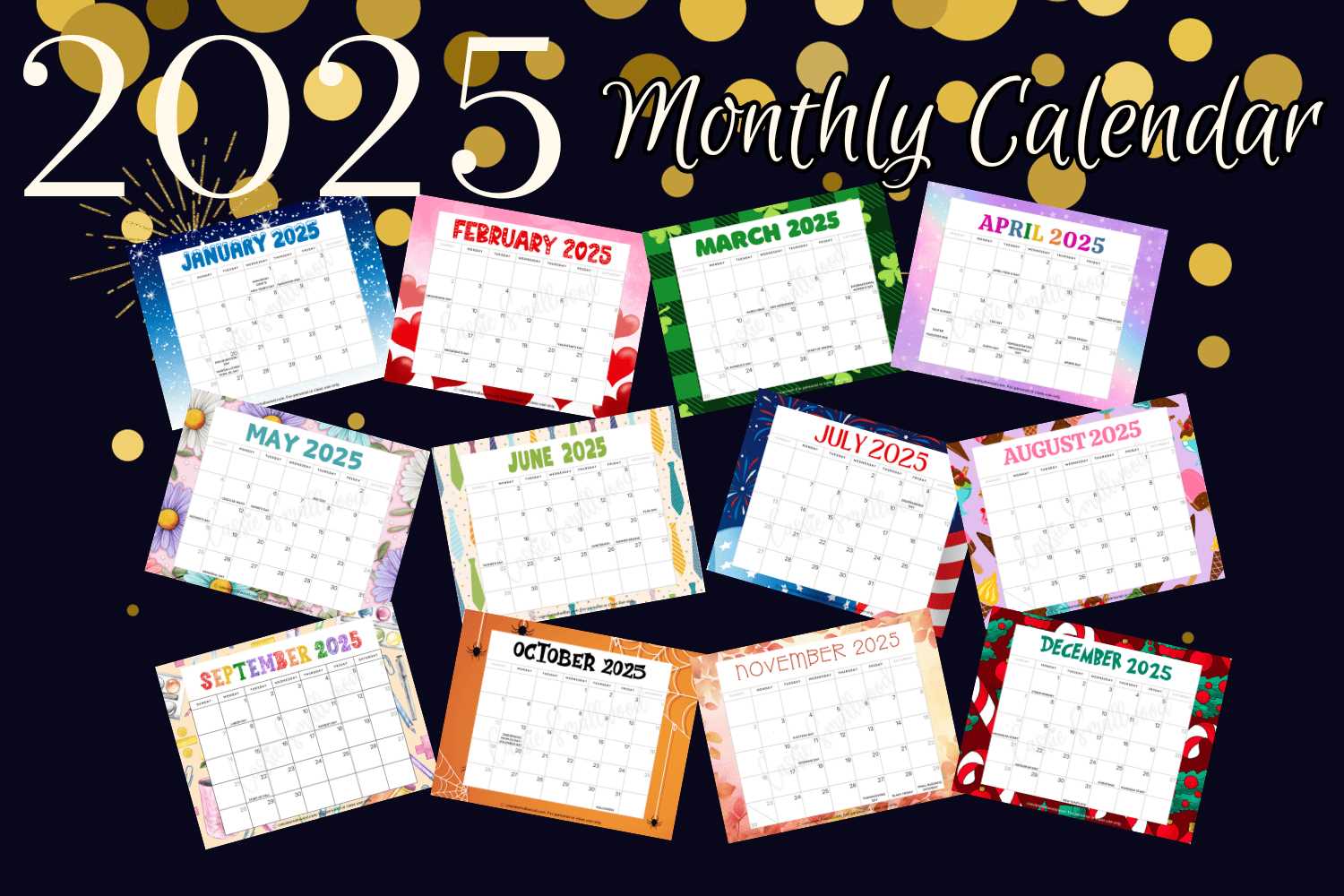 free printable monthly calendar template 2025