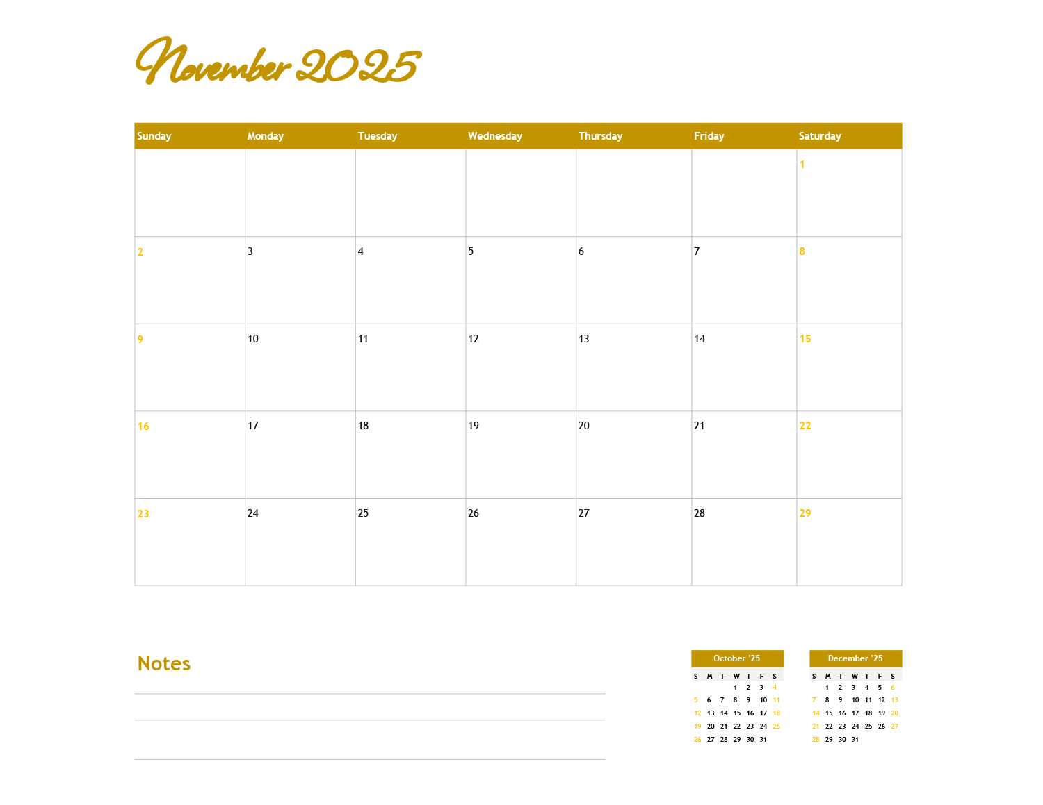 development calendar template