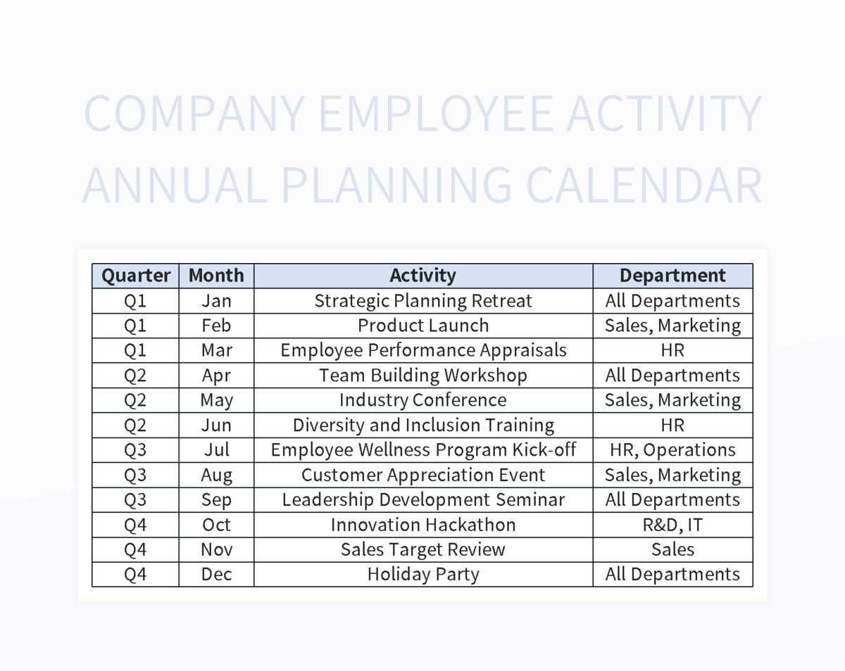 development calendar template