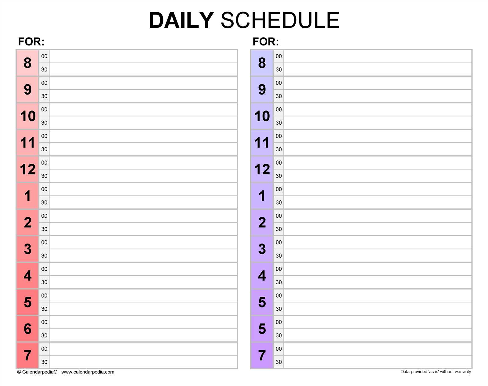 free printable daily appointment calendar template