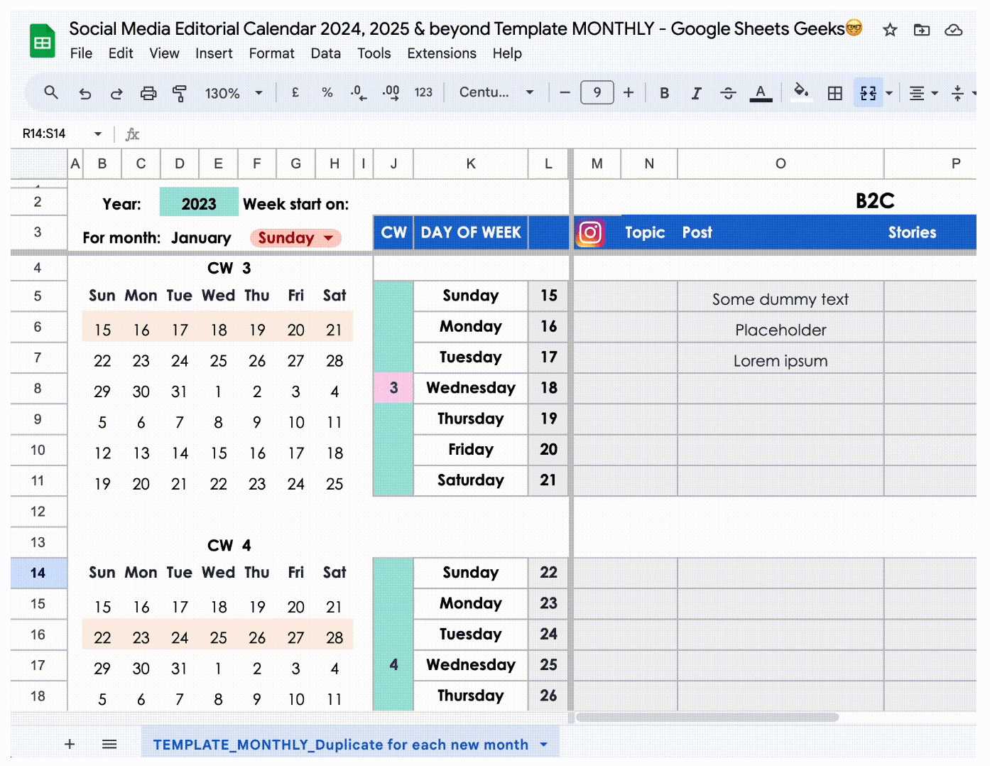 quarterly content calendar template