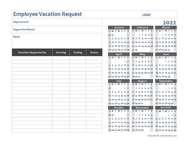 employee vacation tracking calendar template