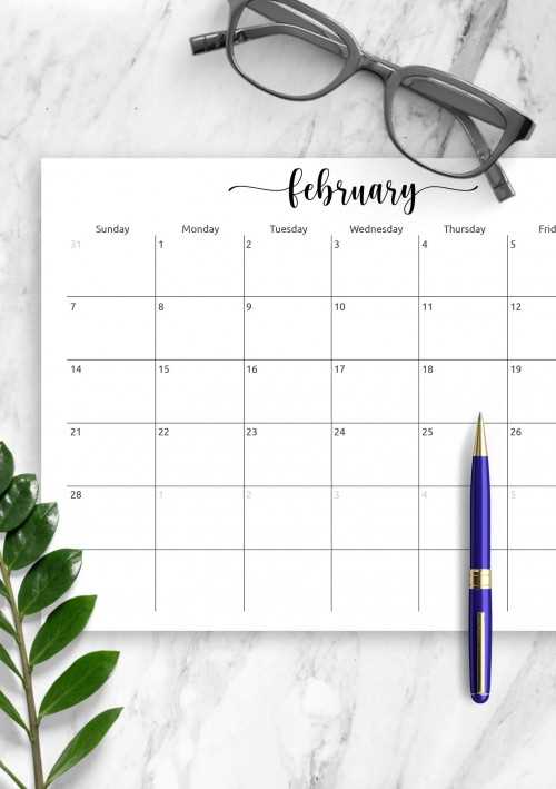 blank february calendar template