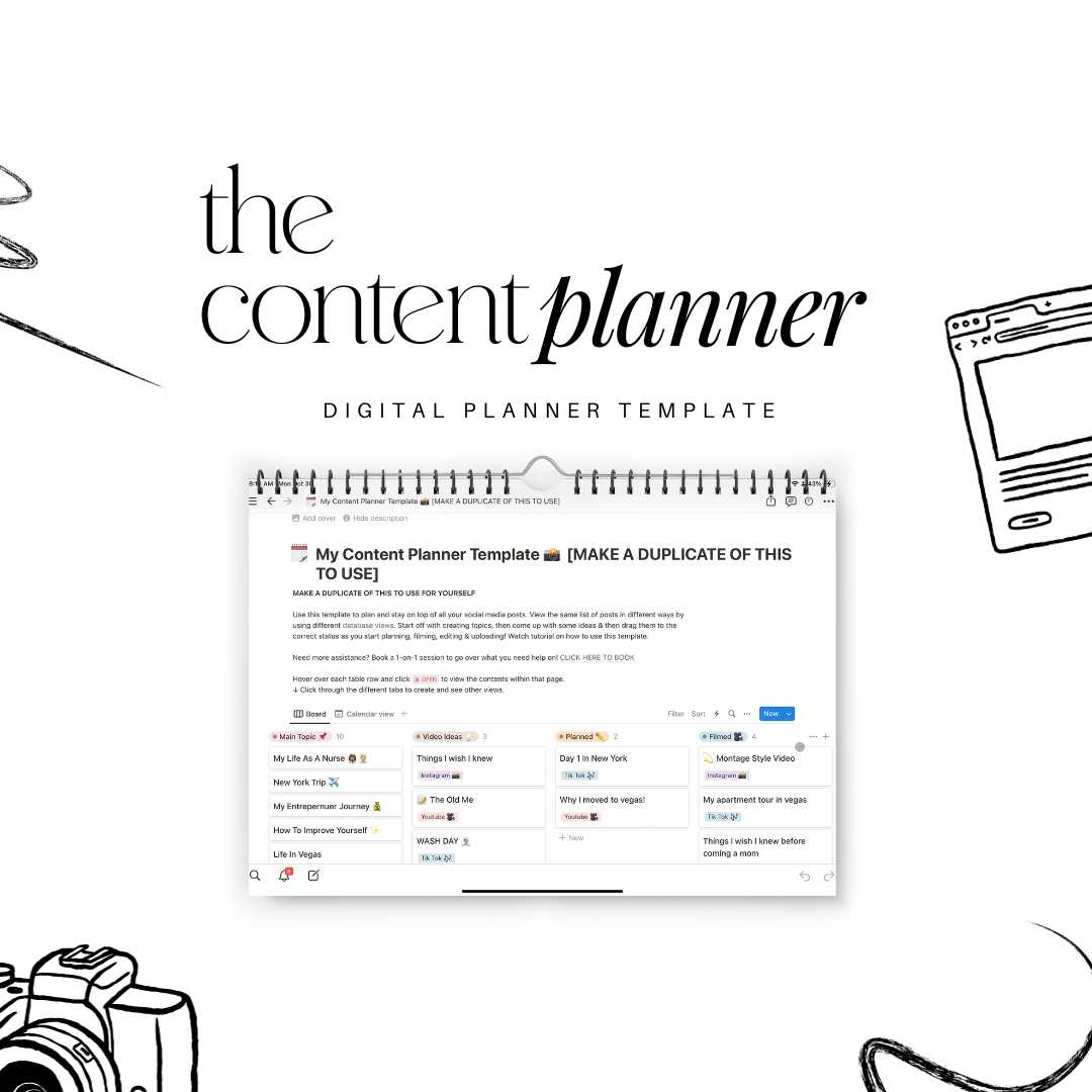 digital calendar planner template