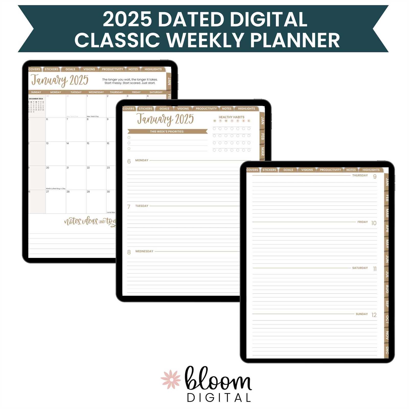 digital calendar planner template