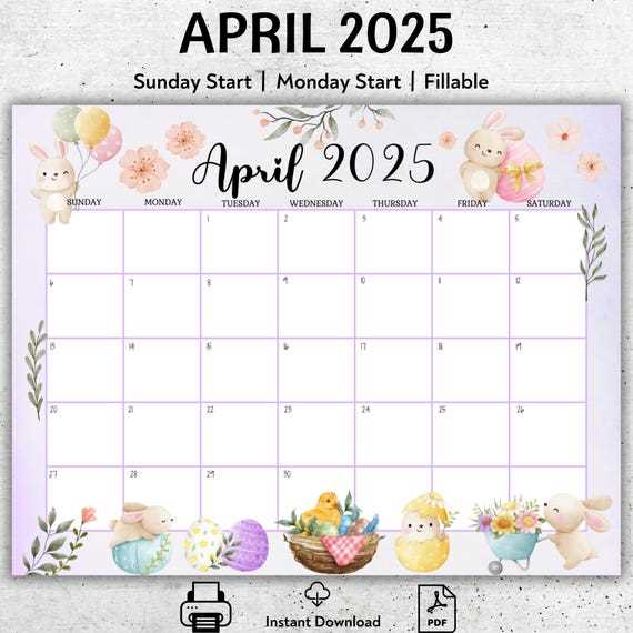 blank april 2025 calendar template