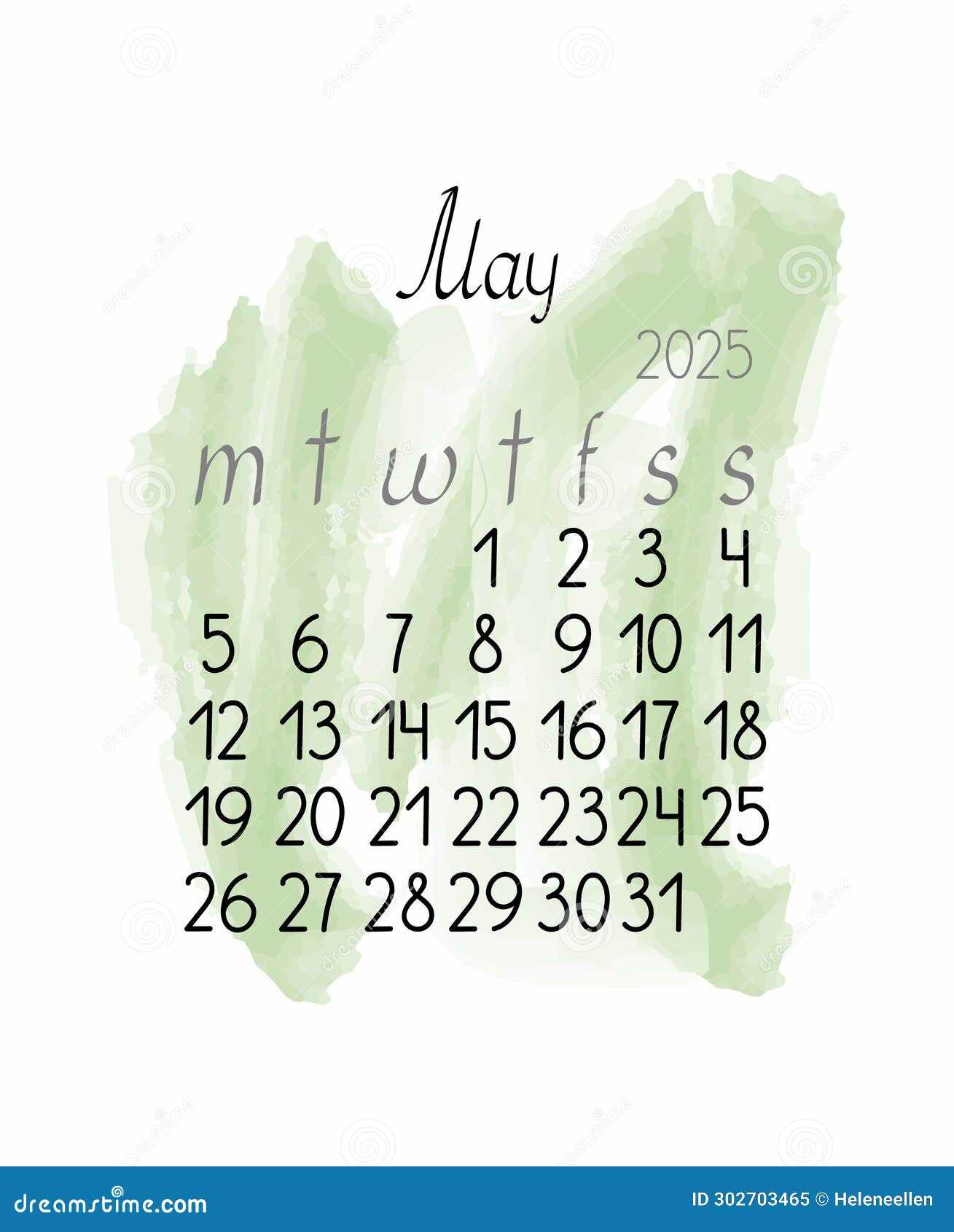 monthly calendar template may 2025