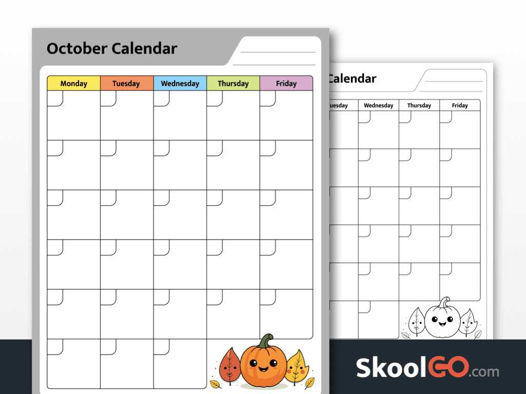 free october calendar template