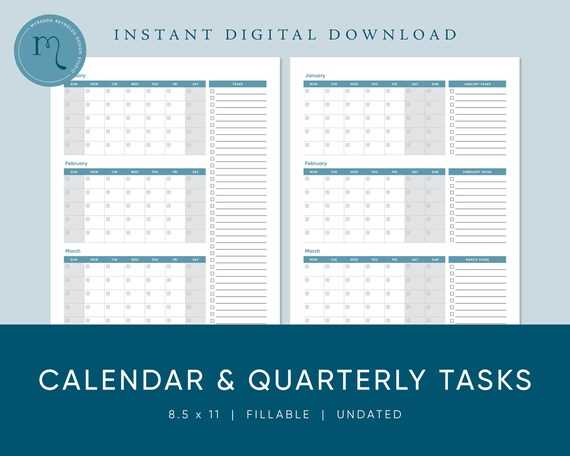 quarterly calendar template