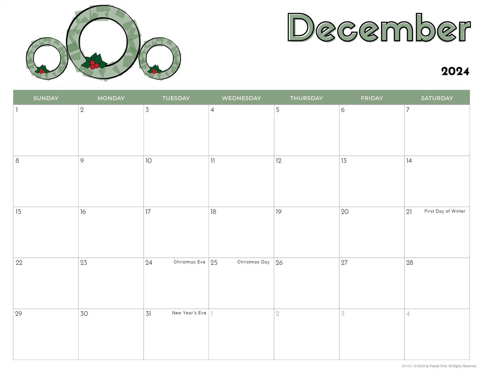 daycare calendar template