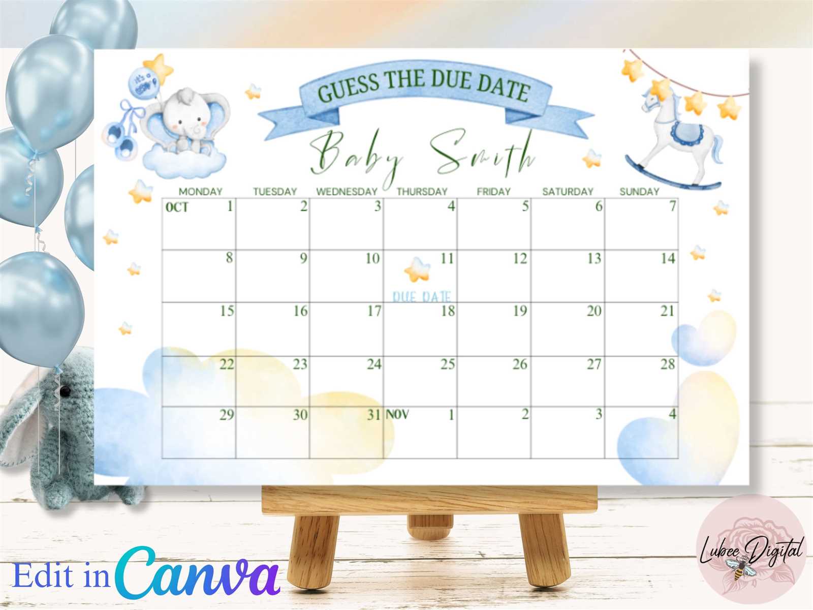 guess the due date calendar template