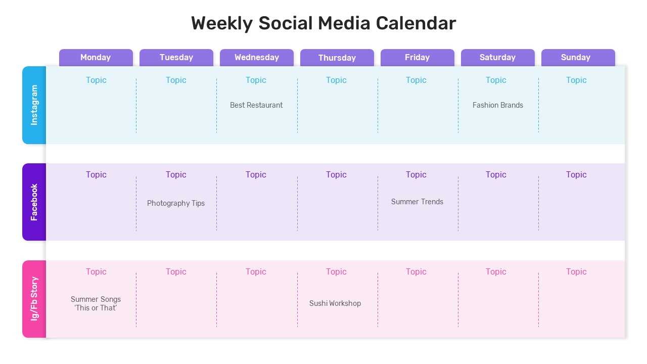 social media calendar planning template