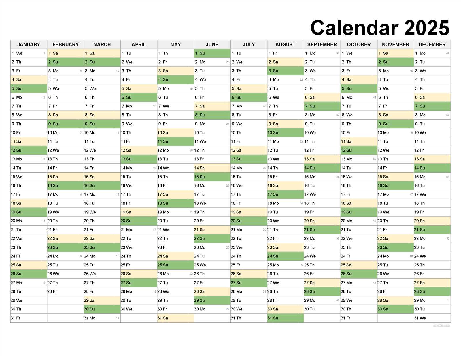 download 2025 calendar template